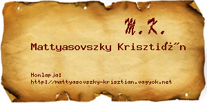 Mattyasovszky Krisztián névjegykártya